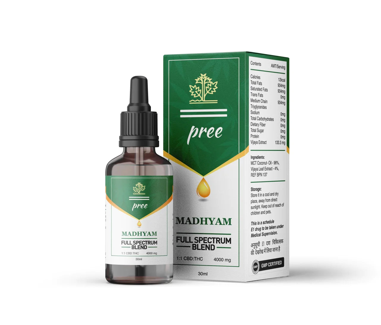 pree madhyam 1:1 cbd thc 4000 mg cannabis blend
