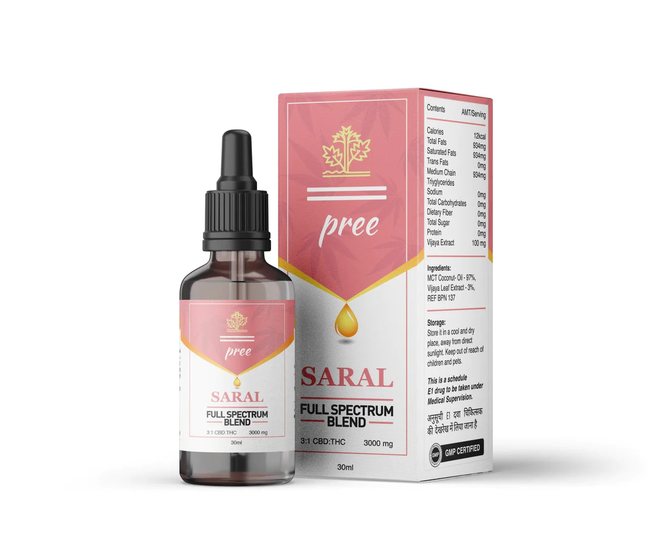 pree saral 3:1 cbd thc oil 3000mg