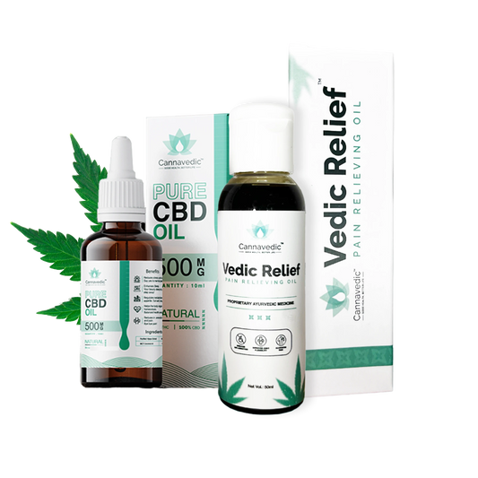 Cannavedic - Pain relief combo : Pure CBD oil (Natural) 500mg + Vedic Relief oil ,50ml