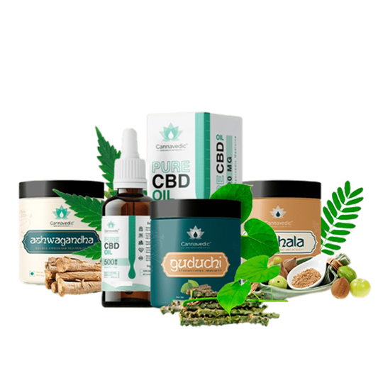 Cannavedic - Holistic Health pack : Ashwagandha, Guduchi, Triphala and Pure CBD Oil 500mg | 10ml